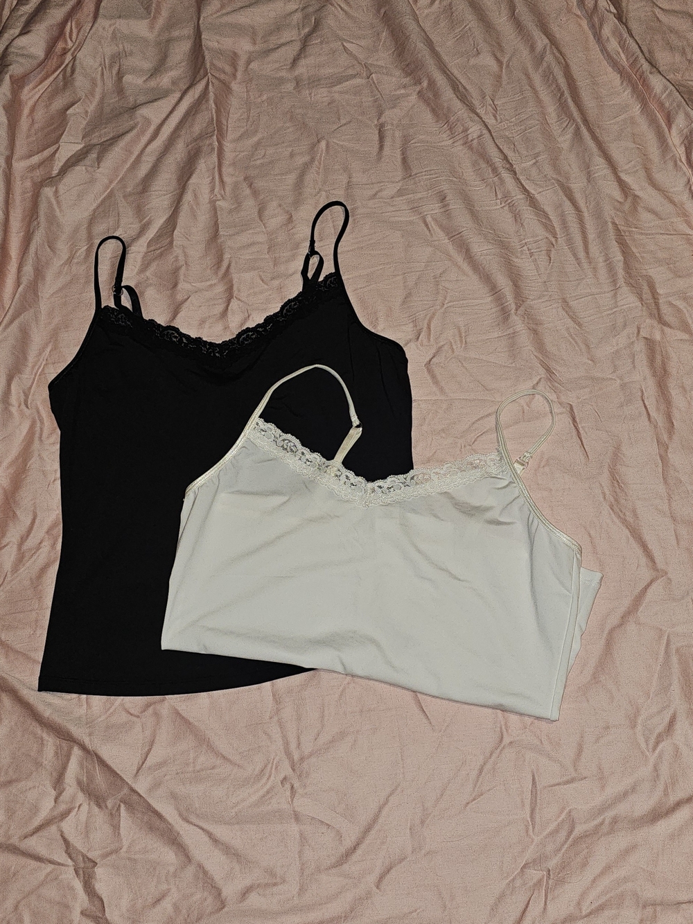 Lot Of 2 - Morgan Taylor Lace-Trim Camisole Set in Black and White